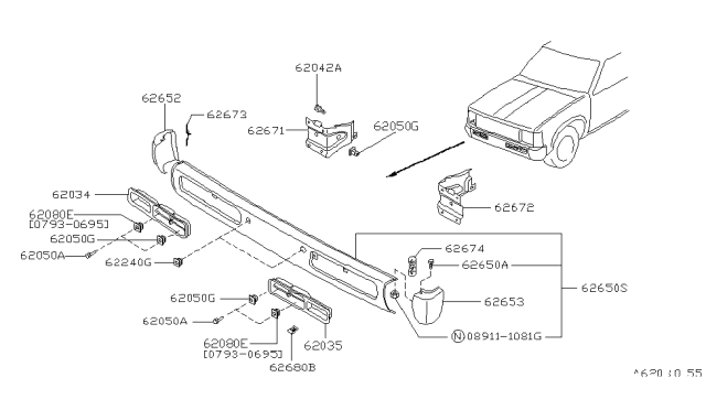 1995 Nissan Pathfinder Bolt Diagram for 01125-00911