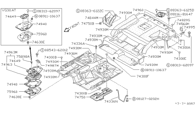 1991 Nissan Pathfinder Boot Assy-Control Lever Diagram for 74960-31G06