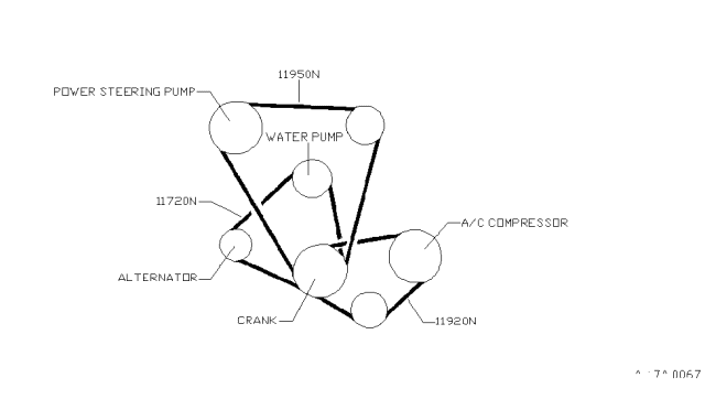 1987 Nissan Pathfinder Power Steering Oil Pump Belt Diagram for 11950-12G10