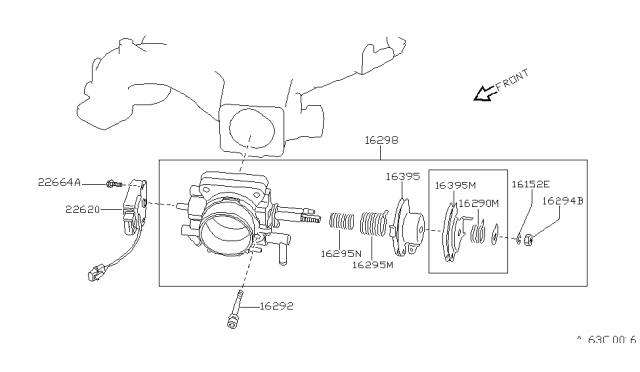 1993 Nissan Pathfinder Throttle Body Diagram for 16118-88G05