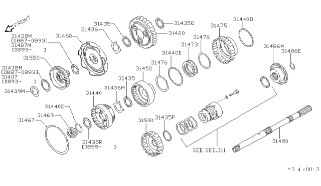 1994 Nissan Pathfinder Governor,Power Train & Planetary Gear Diagram 1