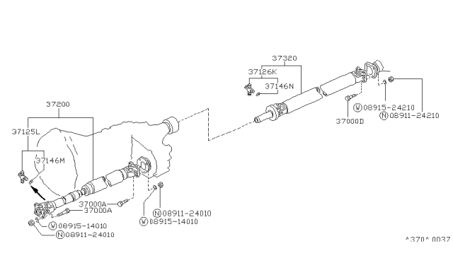 1989 Nissan Pathfinder Shaft Rear PROPELLER Diagram for 37300-45G10