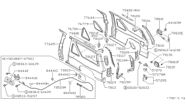 1989 Nissan Pathfinder Clip-Retaining Diagram for 93939-01G00