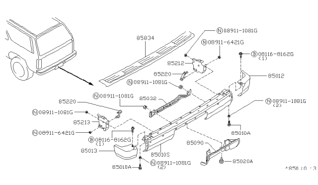 1994 Nissan Pathfinder Rear Bumper Diagram