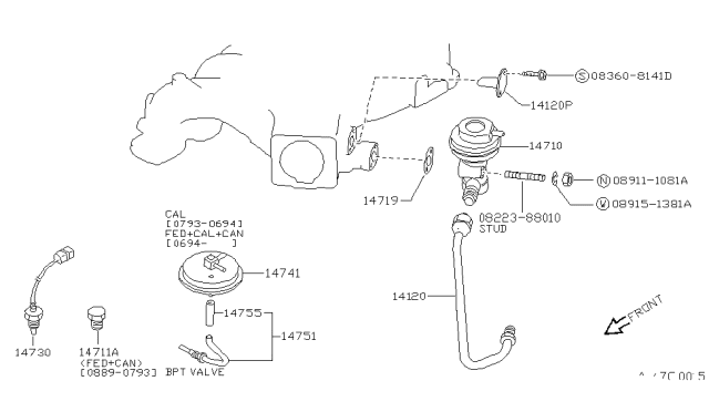 1993 Nissan Pathfinder EGR Parts Diagram 1