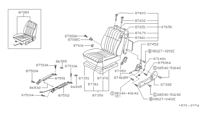 1994 Nissan Pathfinder Front Seat Diagram 1