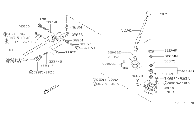 1989 Nissan Pathfinder Lever-Control Diagram for 32840-32G10