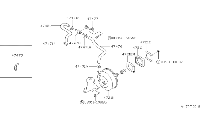 1991 Nissan Pathfinder Brake Servo & Servo Control Diagram 1