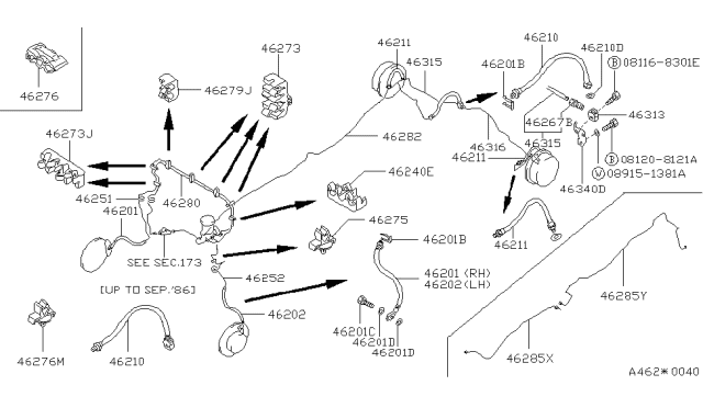 1994 Nissan Pathfinder Brake Piping & Control Diagram