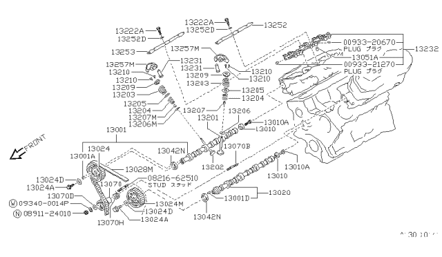 1989 Nissan Pathfinder Camshaft Gear Diagram for 13024-U8001