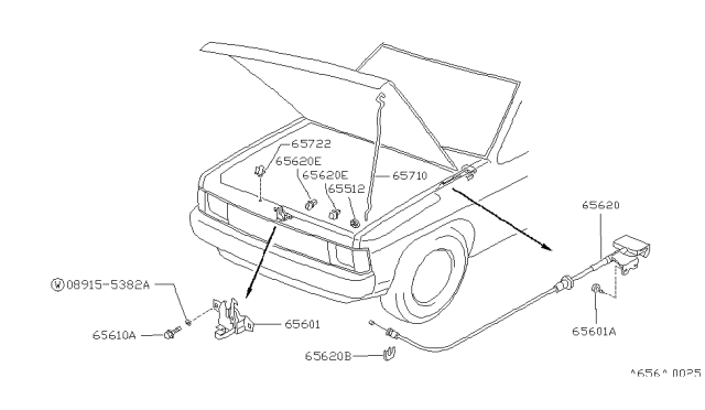 1993 Nissan Pathfinder Hood Lock Control Diagram 1