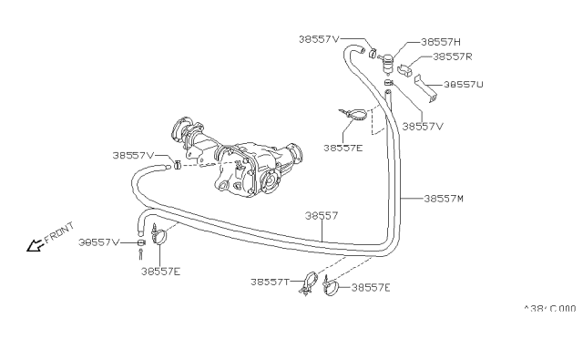1989 Nissan Pathfinder Breather Piping (For Front Unit) Diagram 2