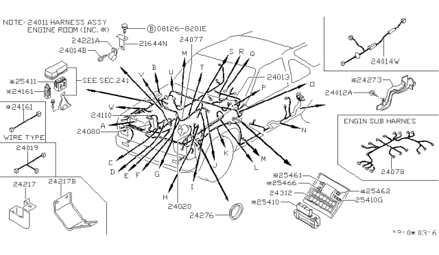 1993 Nissan Pathfinder Harness Assembly-Instrument Diagram for 24013-93G61