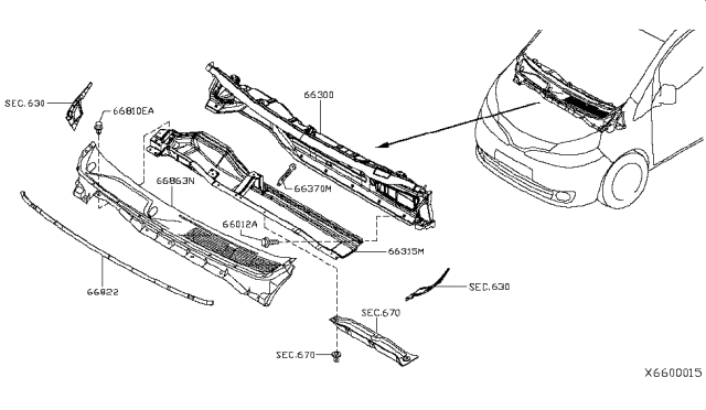 2014 Nissan NV Cowl Top & Fitting Diagram 1