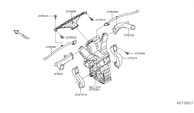 2014 Nissan NV200 Compact cargo Nozzle & Duct Diagram 1