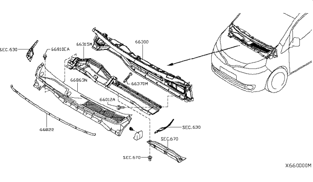 2015 Nissan NV Cowl Top & Fitting Diagram 2