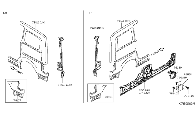 2013 Nissan NV Rear Fender & Fitting Diagram