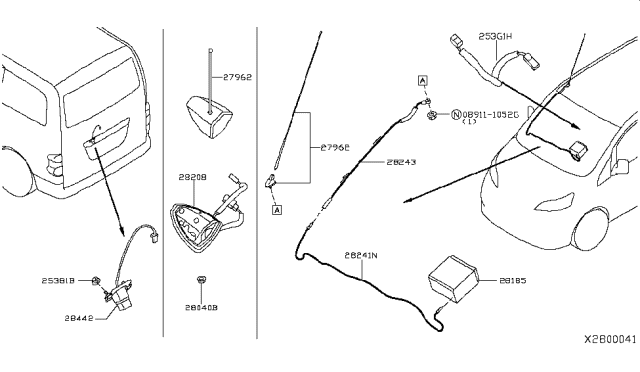 2017 Nissan NV Feeder-Antenna Diagram for 28243-3LM0A