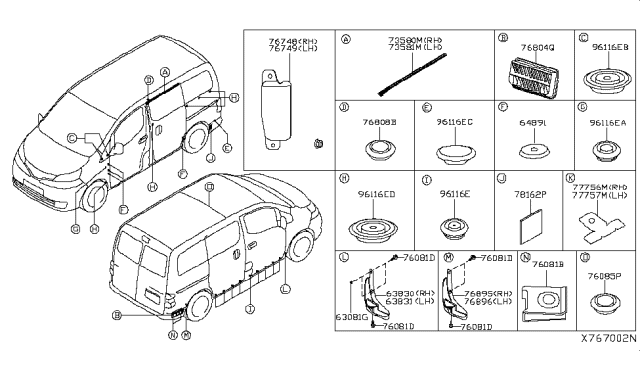 2017 Nissan NV200 Compact cargo Body Side Fitting Diagram 2
