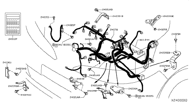 2015 Nissan NV Harness-Sub,Engine Diagram for 24011-3LM0A