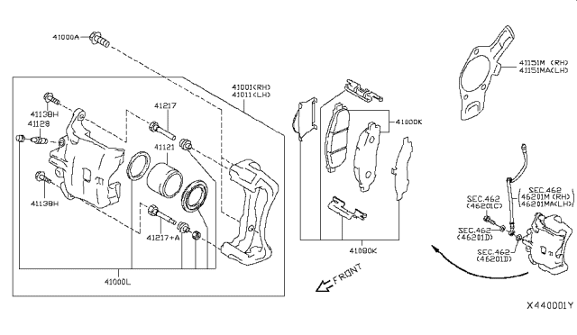 2017 Nissan NV200 Compact cargo Front Brake Diagram 1