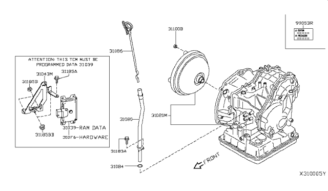 2019 Nissan NV Label-Oil Caution Diagram for 99053-3TA0A