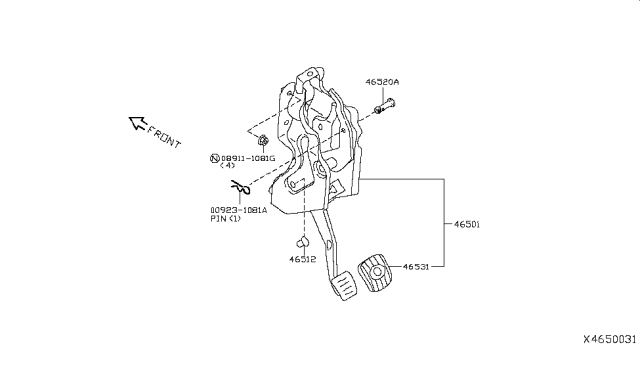 2019 Nissan NV Brake & Clutch Pedal Diagram