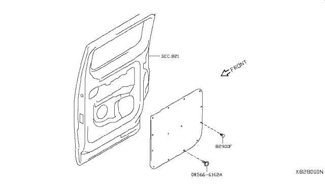 2017 Nissan NV200 Compact cargo Rear Door Trimming Diagram 1
