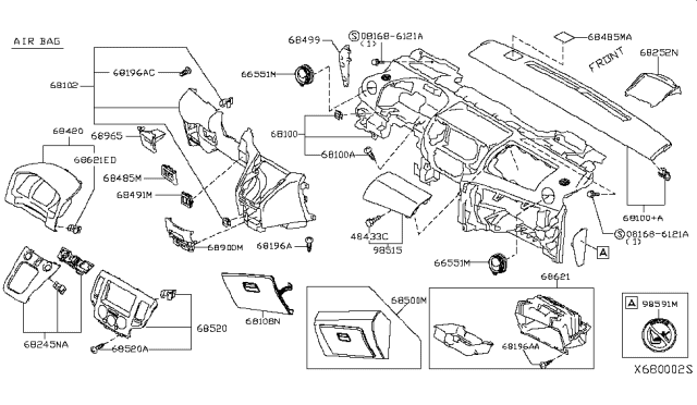 2017 Nissan NV200 Compact cargo Instrument Panel,Pad & Cluster Lid Diagram 4