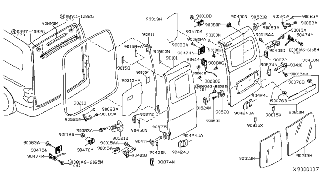 2014 Nissan NV Insulator-Back Door Diagram for 78883-3LM0B