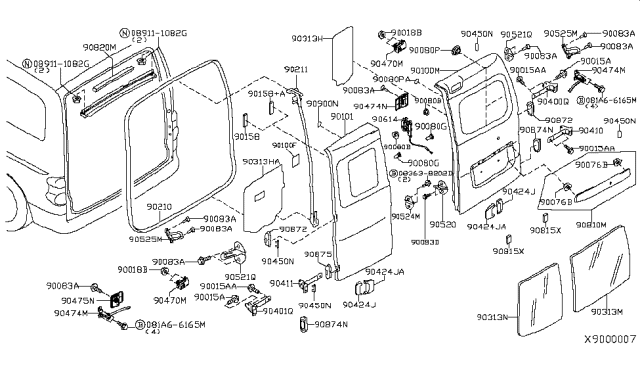 2014 Nissan NV Finisher Assy-Back Door Diagram for 90810-3LM4F