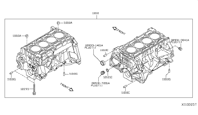 2017 Nissan NV200 Compact cargo Cylinder Block & Oil Pan Diagram 2