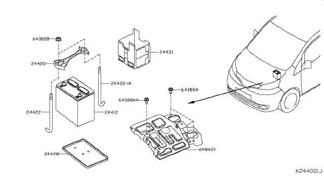 2014 Nissan NV Battery & Battery Mounting Diagram 1