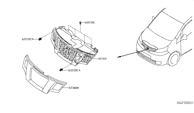 2016 Nissan NV Front Grille Diagram 1