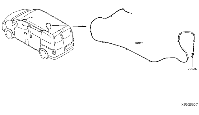 2015 Nissan NV200 Compact cargo Back Door Lock & Handle Diagram 2