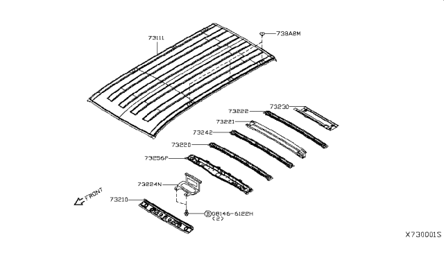 2014 Nissan NV Roof Panel & Fitting Diagram 1