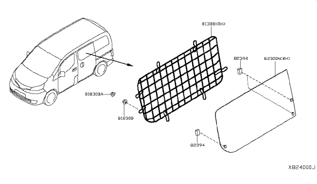 2018 Nissan NV Slide Door Window Diagram 2