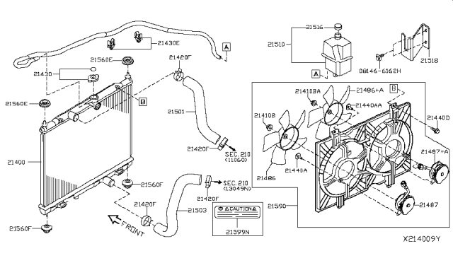 2016 Nissan NV Motor Assy-Radiator Cooling Diagram for 21487-3LM0A