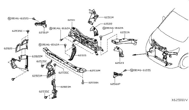 2018 Nissan NV Front Apron & Radiator Core Support Diagram