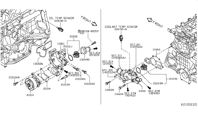 2017 Nissan NV200 Compact cargo Water Pump, Cooling Fan & Thermostat Diagram 3