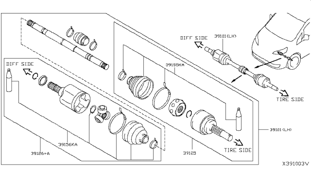 2018 Nissan NV Front Drive Shaft (FF) Diagram 2