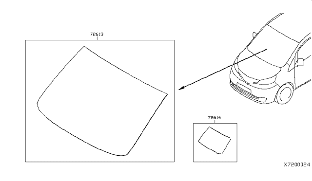 2019 Nissan NV Windshield Glass Diagram for 72700-9SF0A