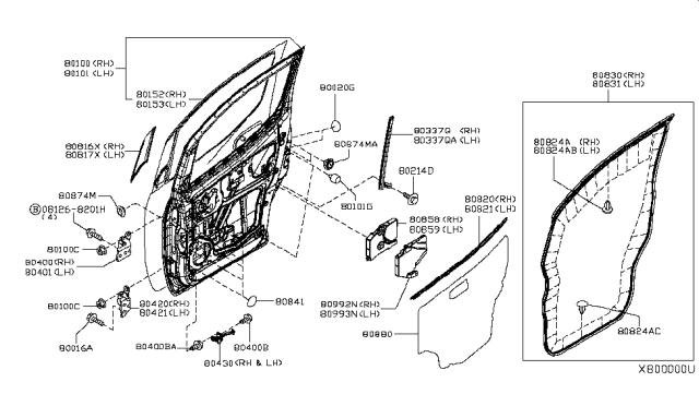 2015 Nissan NV Front Door Panel & Fitting Diagram 2