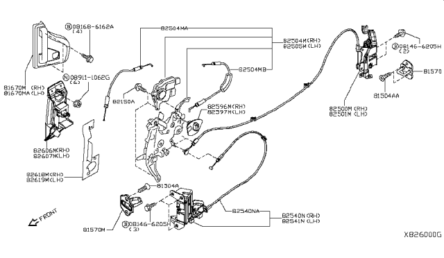 2019 Nissan NV Slide Door Lock & Handle Diagram