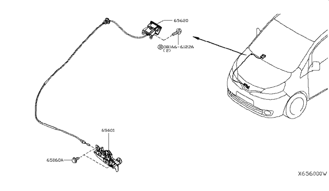 2014 Nissan NV200 Compact cargo Hood Lock Control Diagram 2