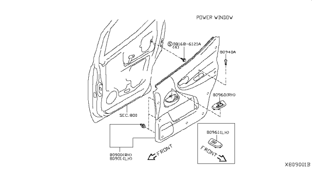 2016 Nissan NV Front Door Trimming Diagram 1