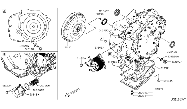 2017 Nissan NV Torque Converter,Housing & Case Diagram