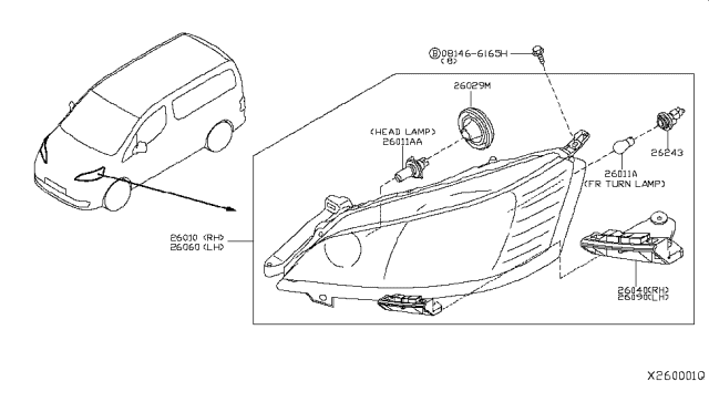 2017 Nissan NV200 Compact cargo Headlamp Diagram 2