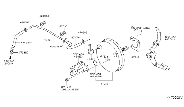 2017 Nissan NV Booster Assy-Brake Diagram for 47210-3LM0A