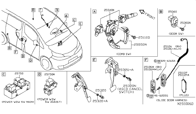 2017 Nissan NV Stoplamp Switch Diagram for 25320-AX10A